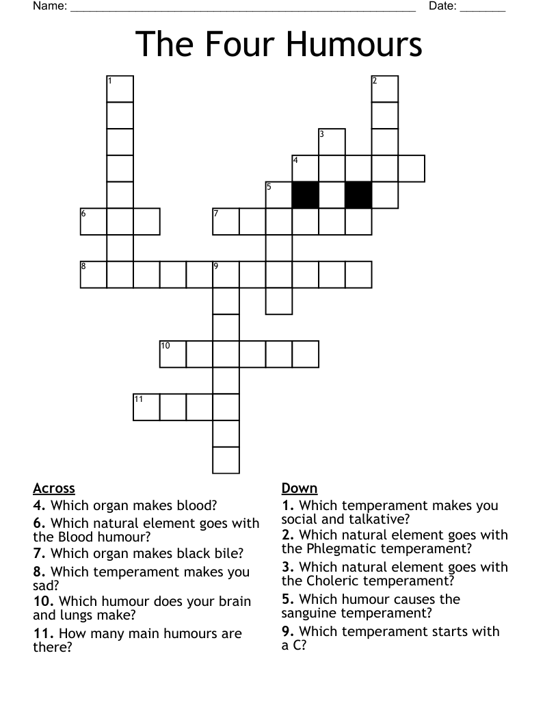 The Four Humours Crossword