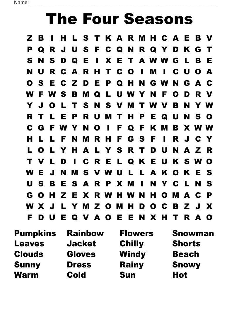 The Four Seasons  Word Search