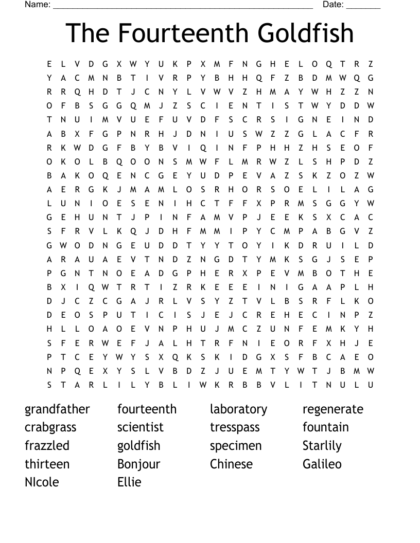 The Fourteenth  Goldfish Word Search