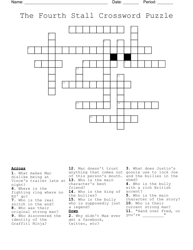 The Fourth Stall Crossword Puzzle