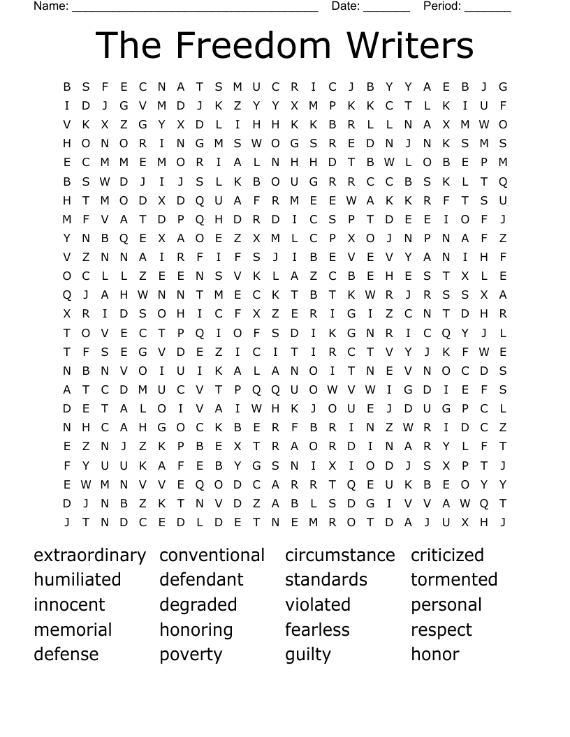 The Freedom Writers  Word Search