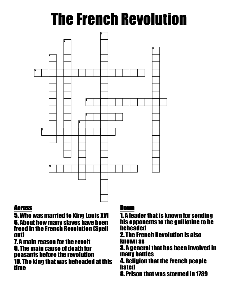 The French Revolution Crossword