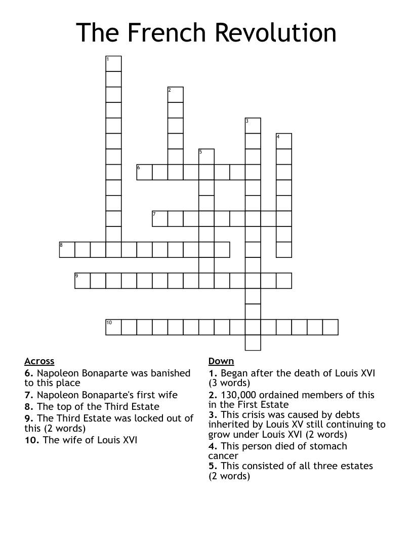 The French Revolution Crossword
