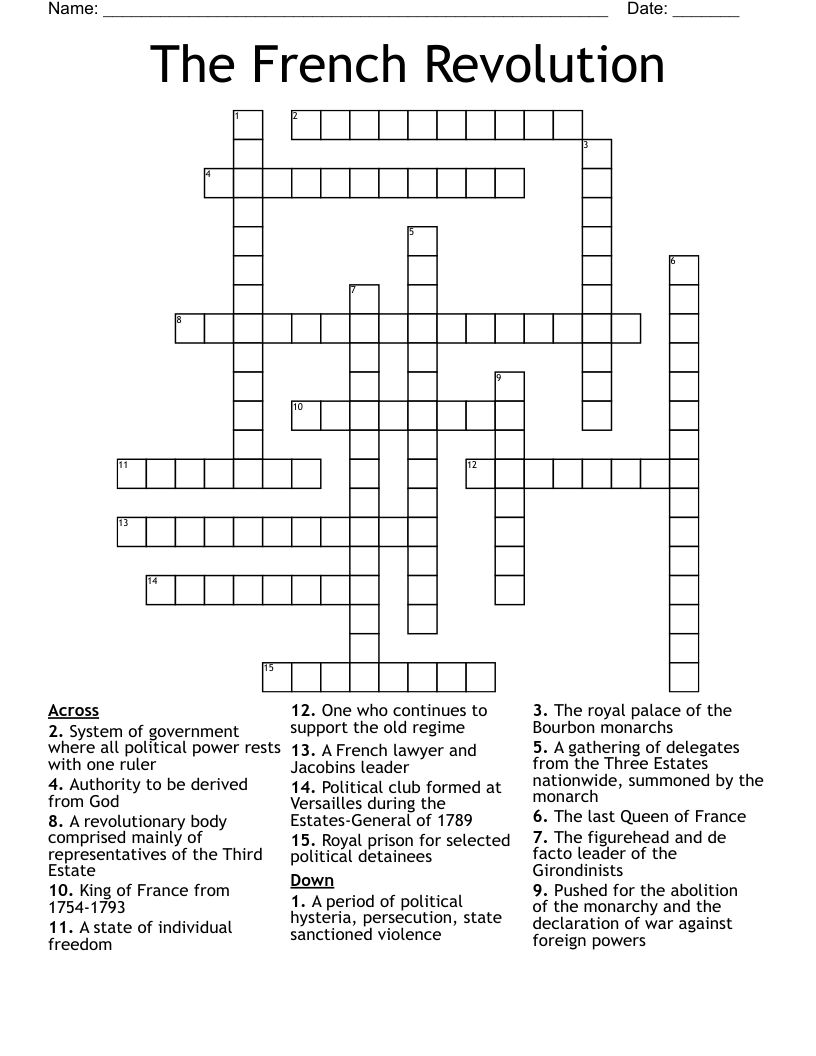 The French Revolution Crossword