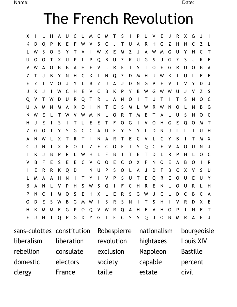 The French Revolution Word Search