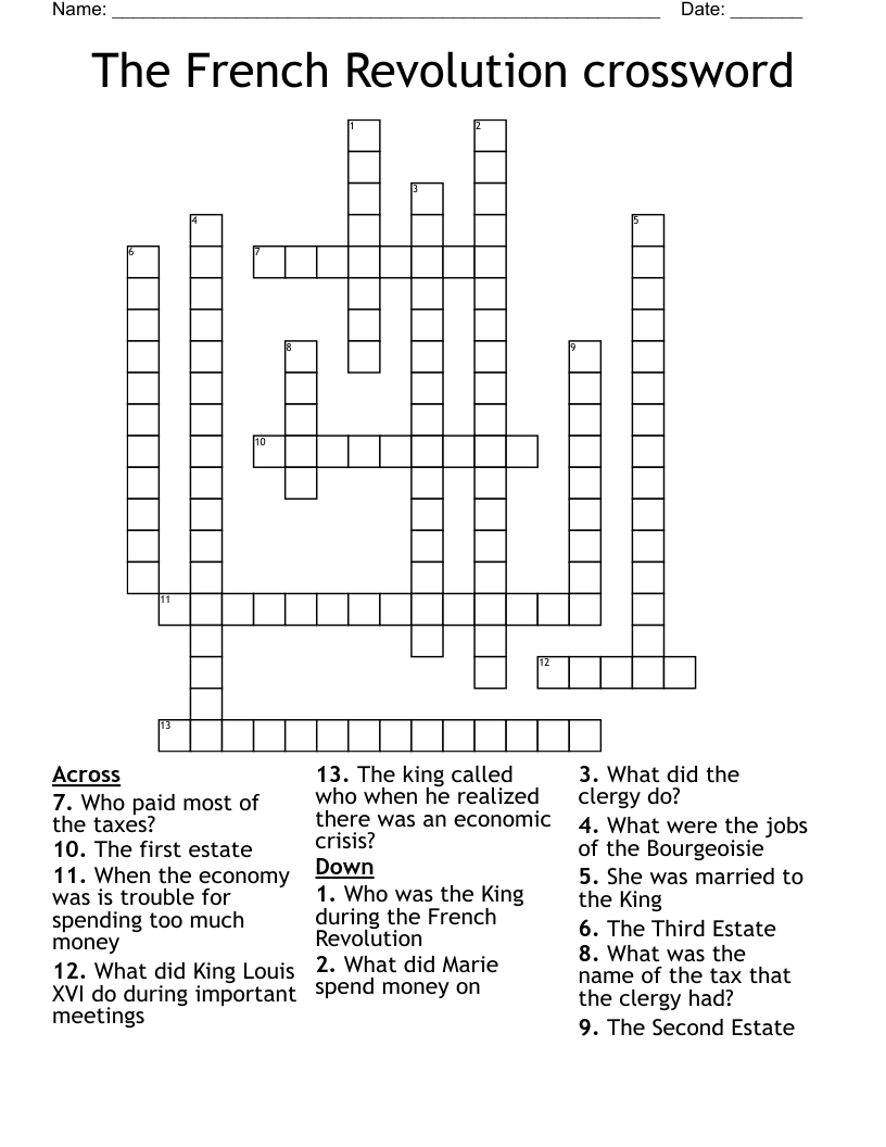 The French Revolution crossword