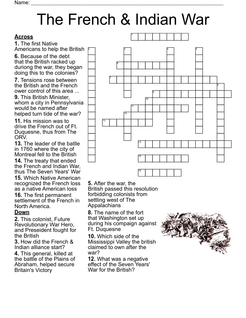 The French & Indian War Crossword