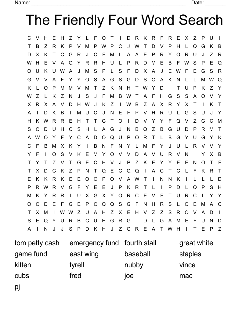 The Friendly Four Word Search