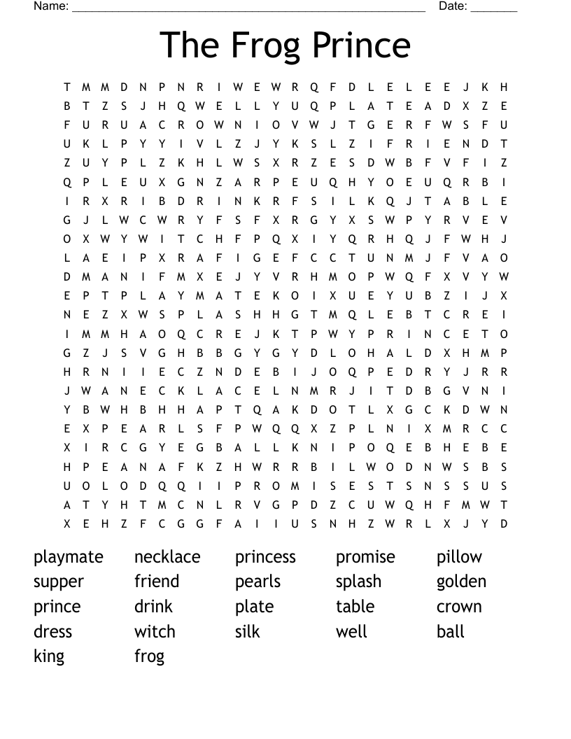 The Frog Prince Word Search
