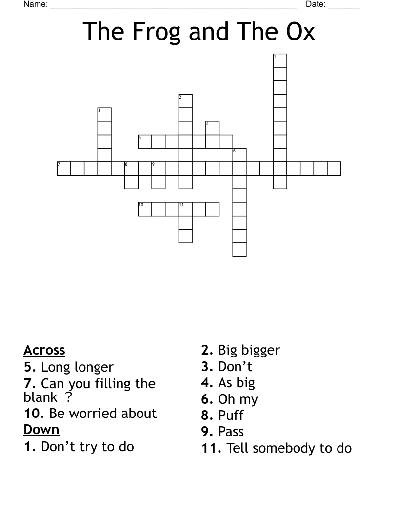 The Frog and The Ox Crossword