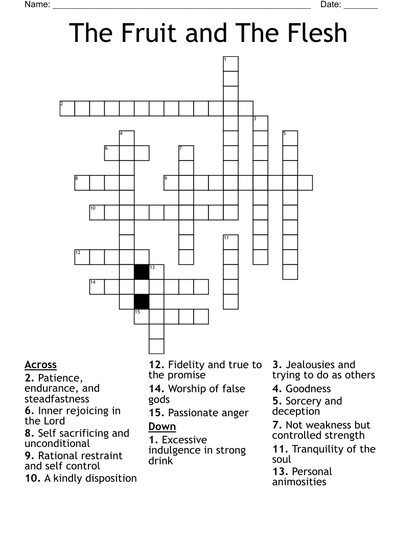 The Fruit and The Flesh Crossword