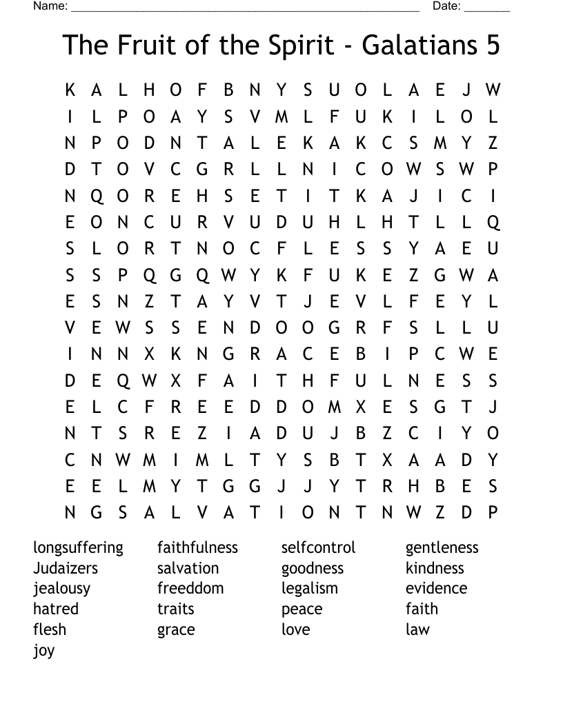 The Fruit of the Spirit - Galatians 5  Word Search