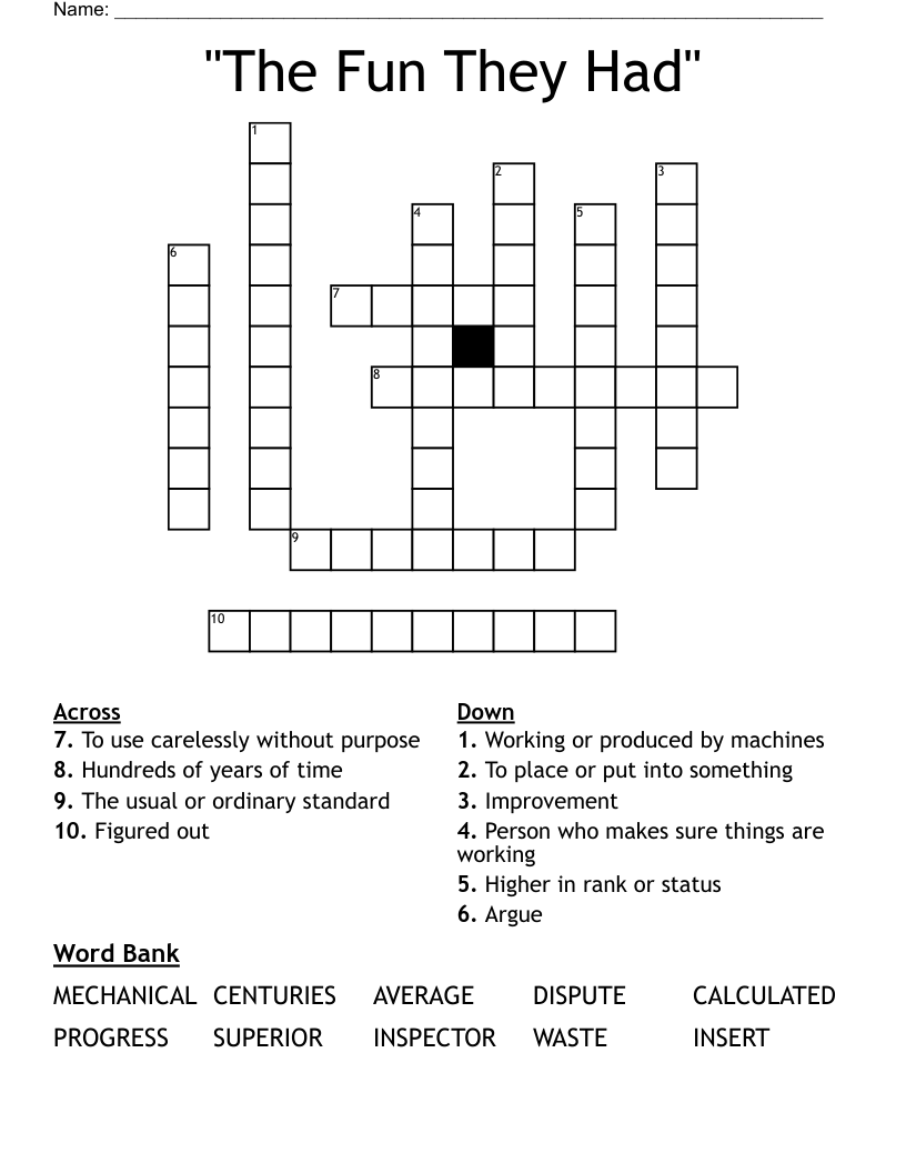 "The Fun They Had" Crossword