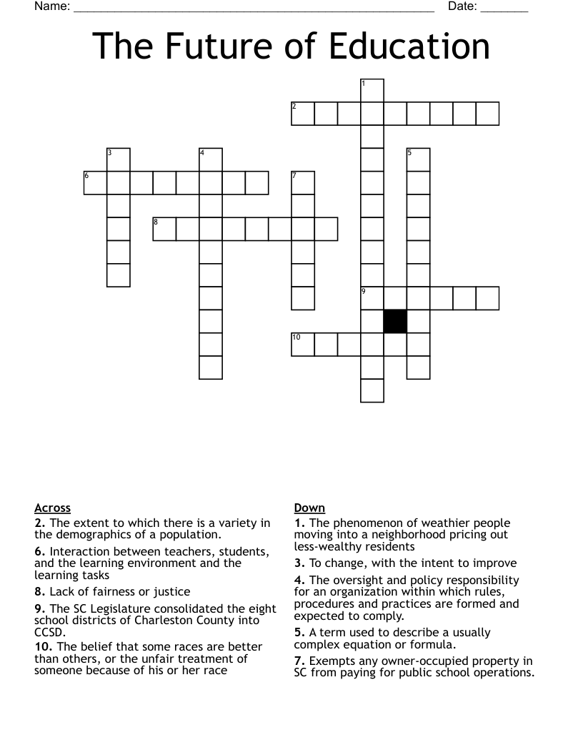 The Future of Education Crossword
