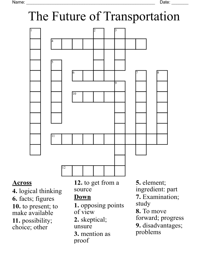 The Future of Transportation Crossword