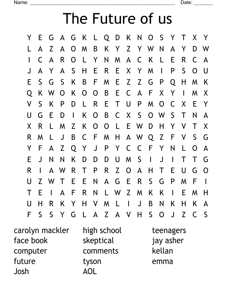 The Future of us Word Search