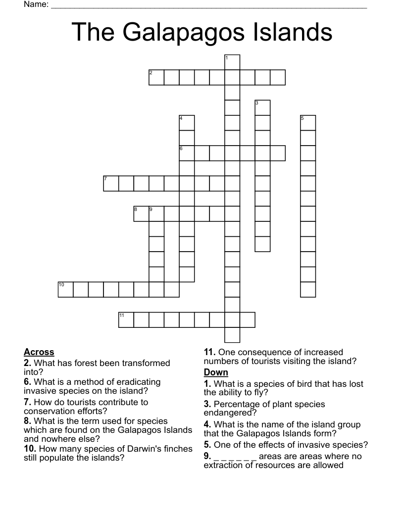 The Galapagos Islands Crossword
