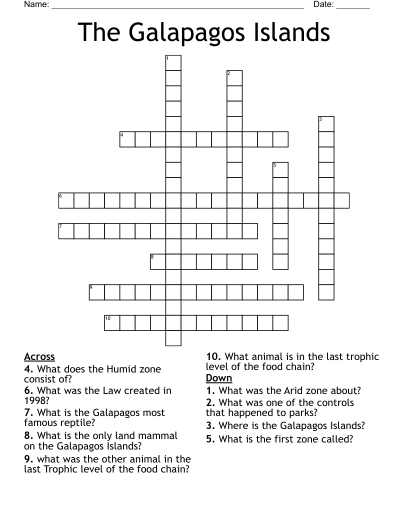 The Galapagos Islands Crossword
