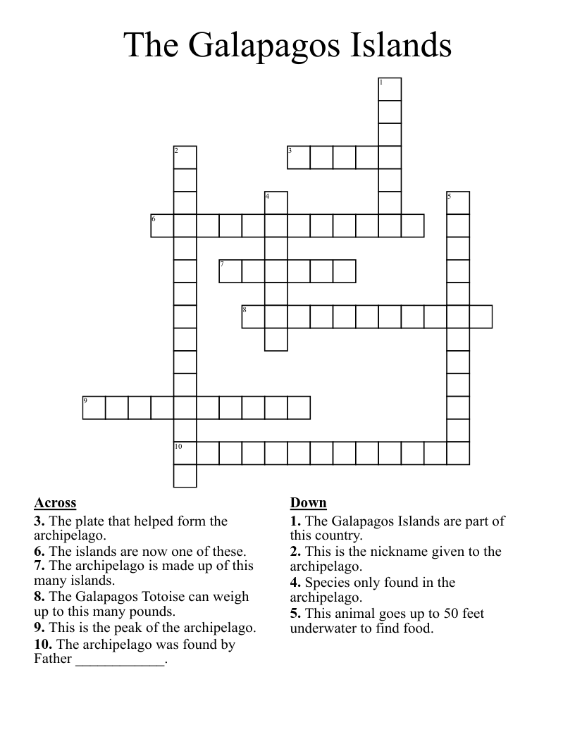 The Galapagos Islands Crossword