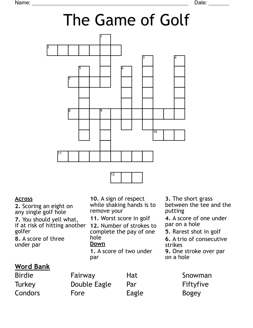 The Game of Golf Crossword