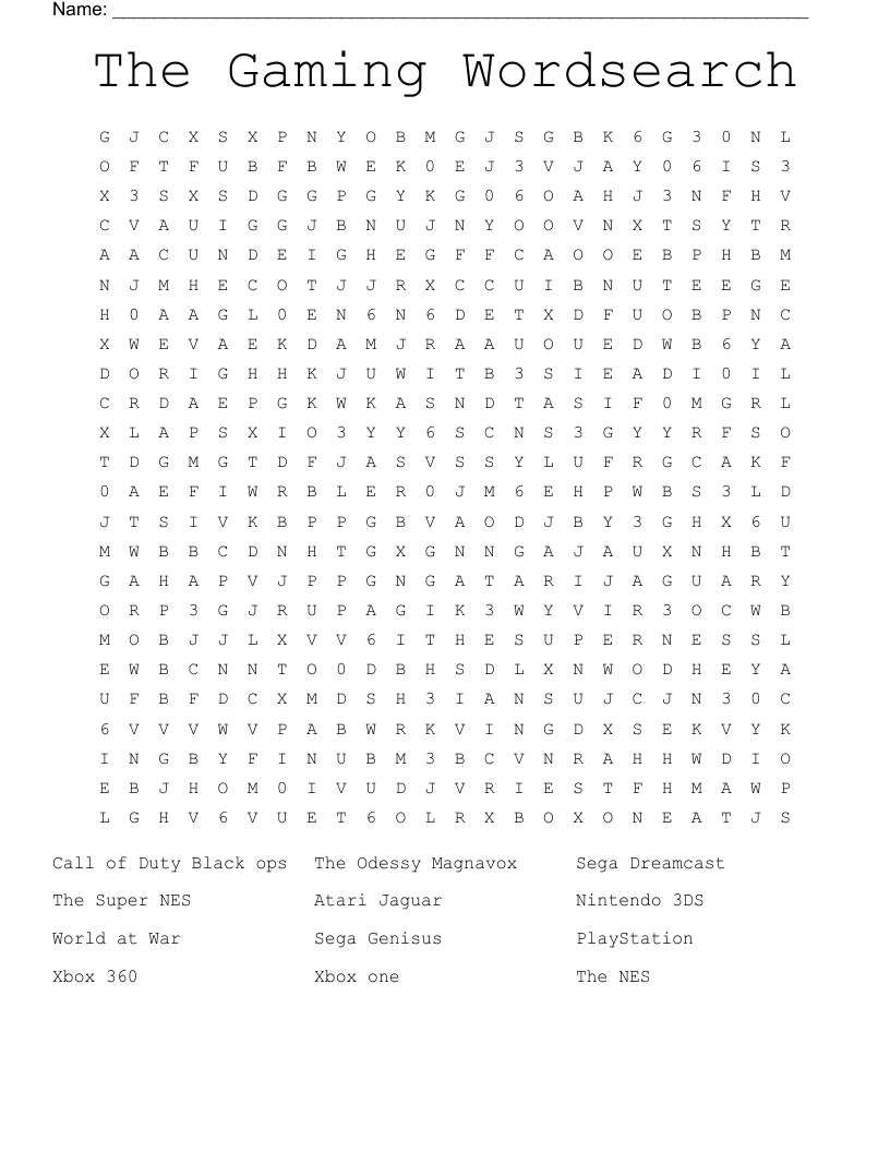 The Gaming Wordsearch