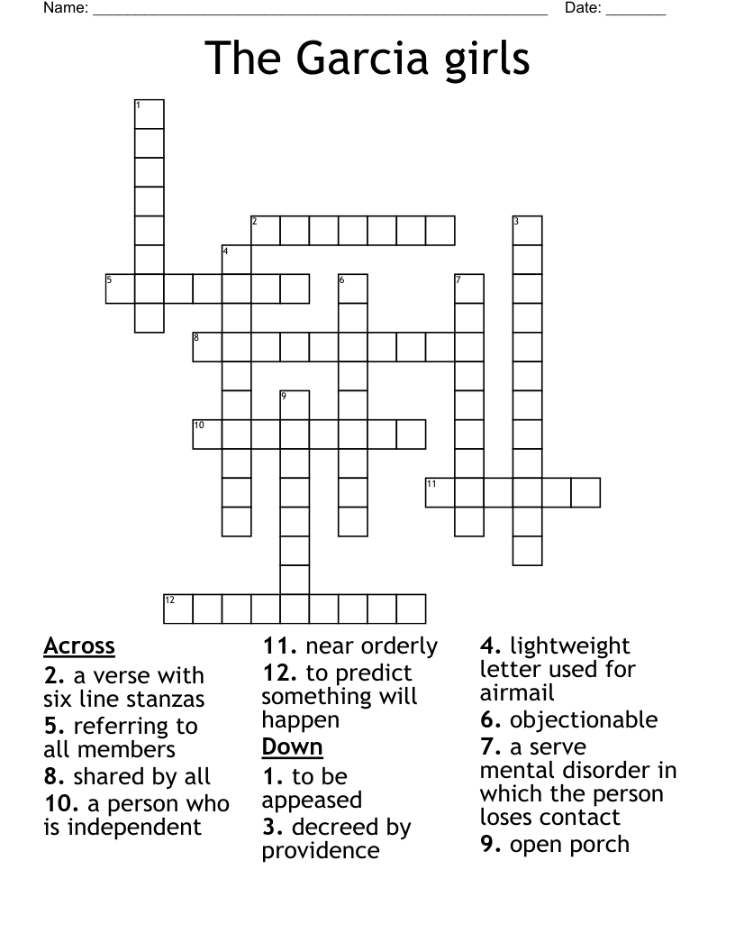 The Garcia girls Crossword
