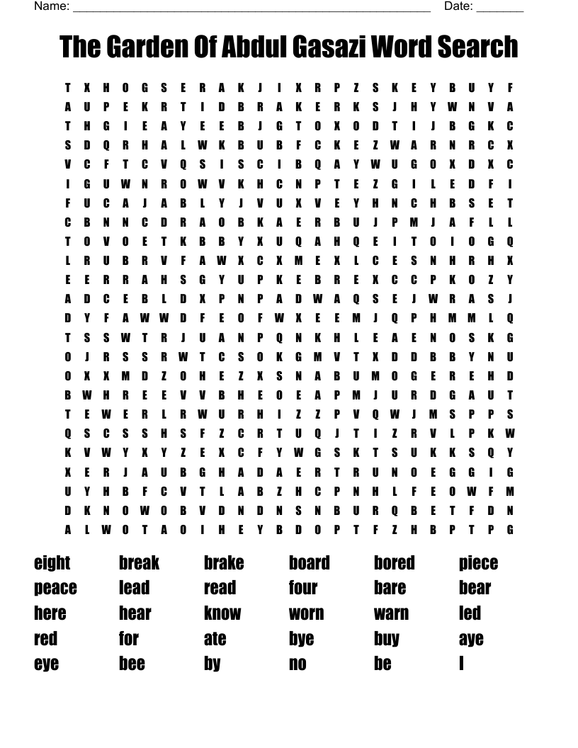 The Garden Of Abdul Gasazi Word Search