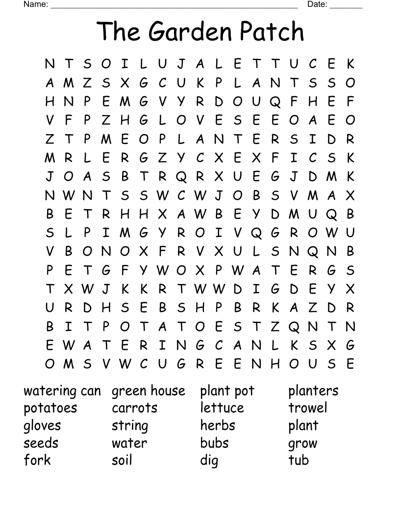 The Garden Patch Word Search