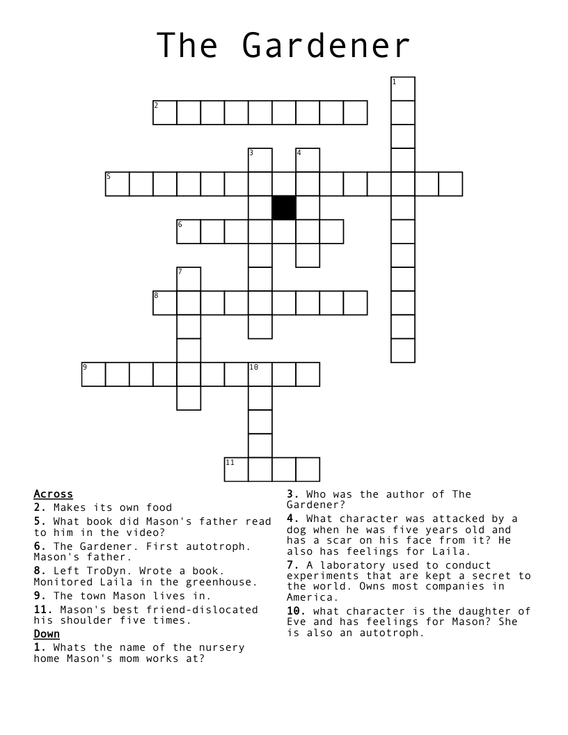 The Gardener Crossword