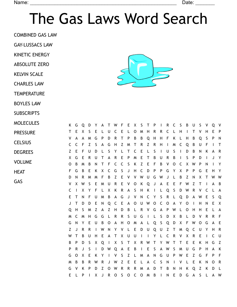 The Gas Laws Word Search