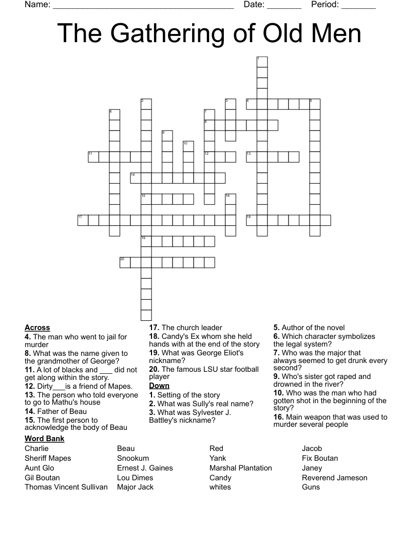 The Gathering of Old Men Crossword