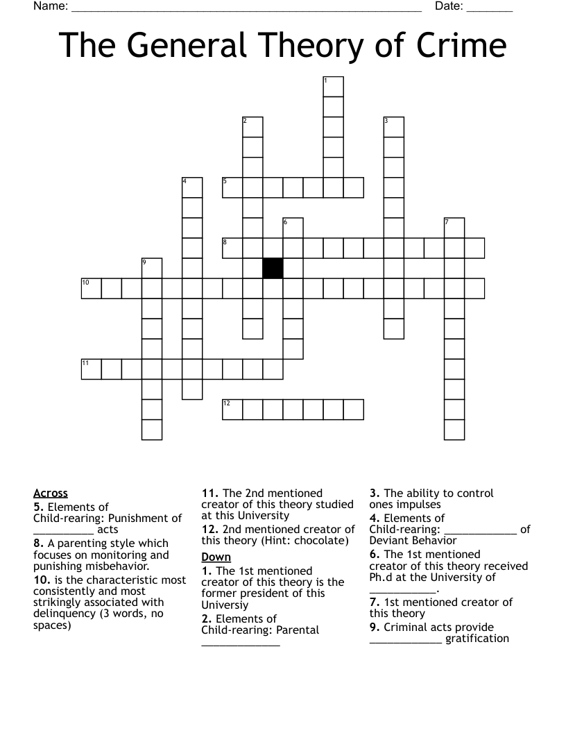 The General Theory of Crime Crossword