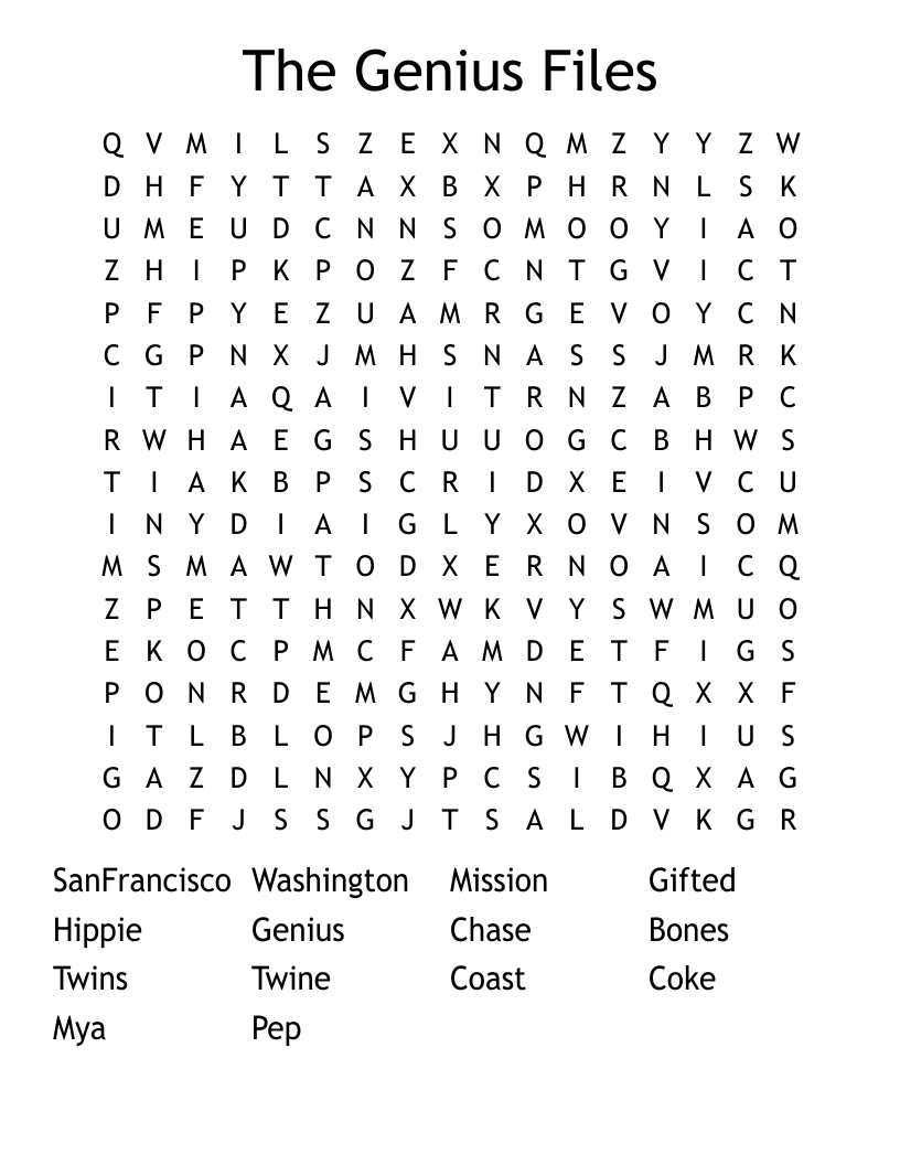 The Genius Files Word Search
