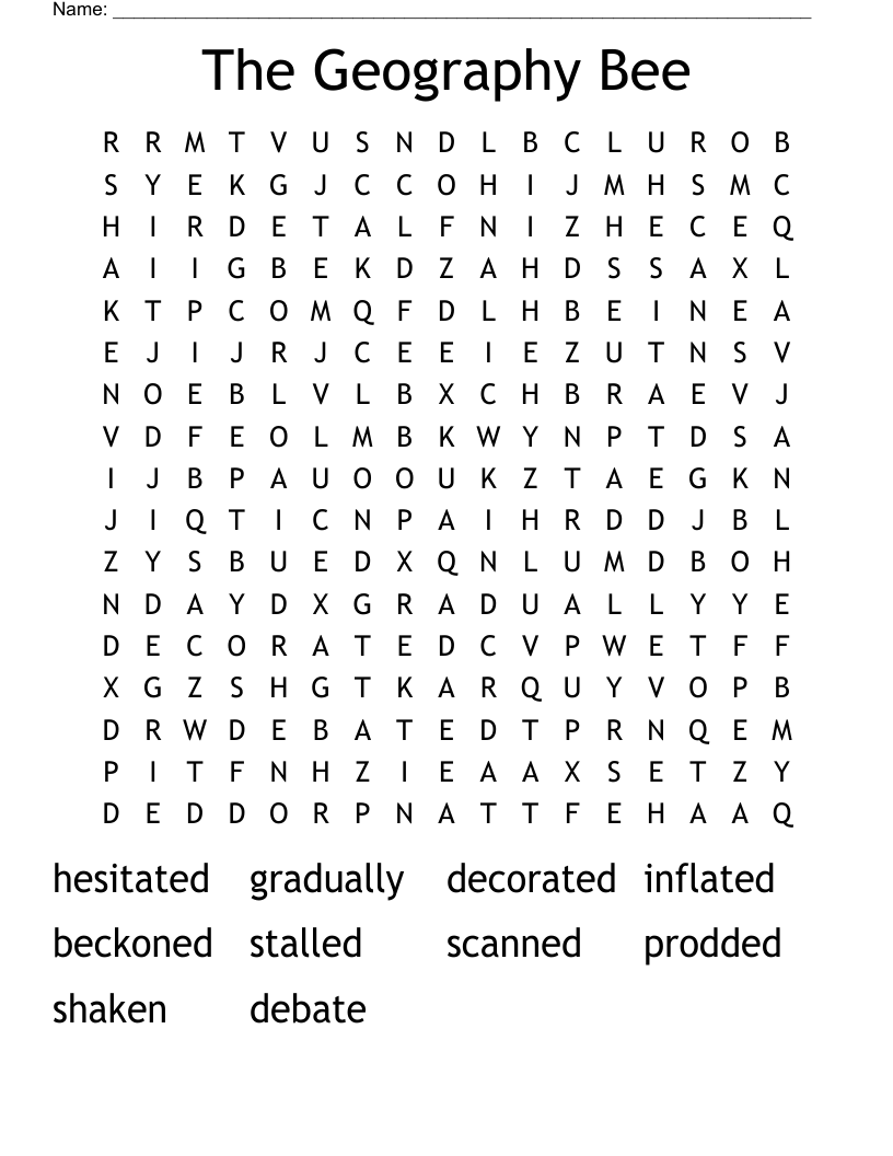 The Geography Bee Word Search