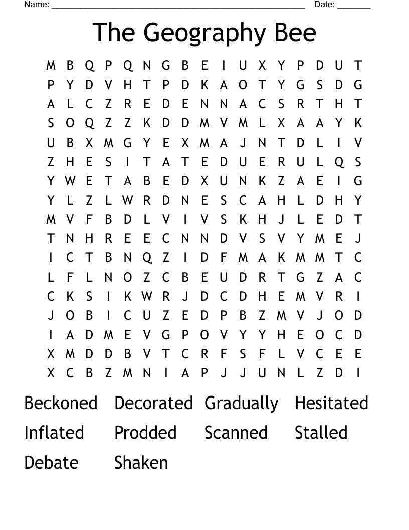 The Geography Bee  Word Search