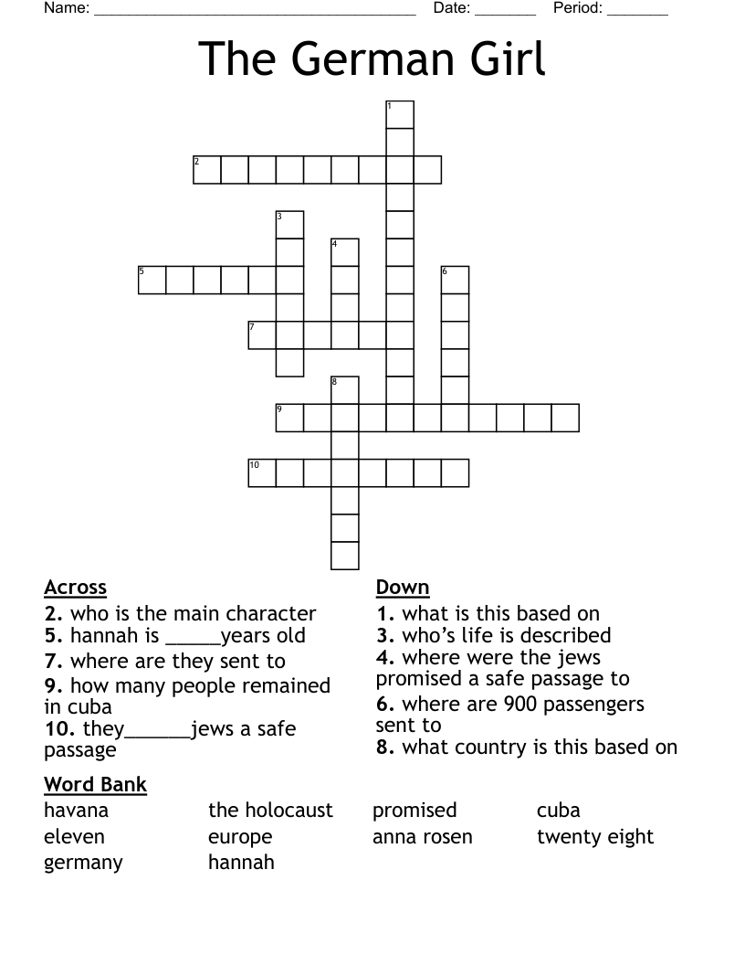 The German Girl Crossword