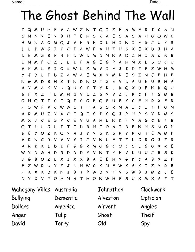 The Ghost Behind The Wall Word Search