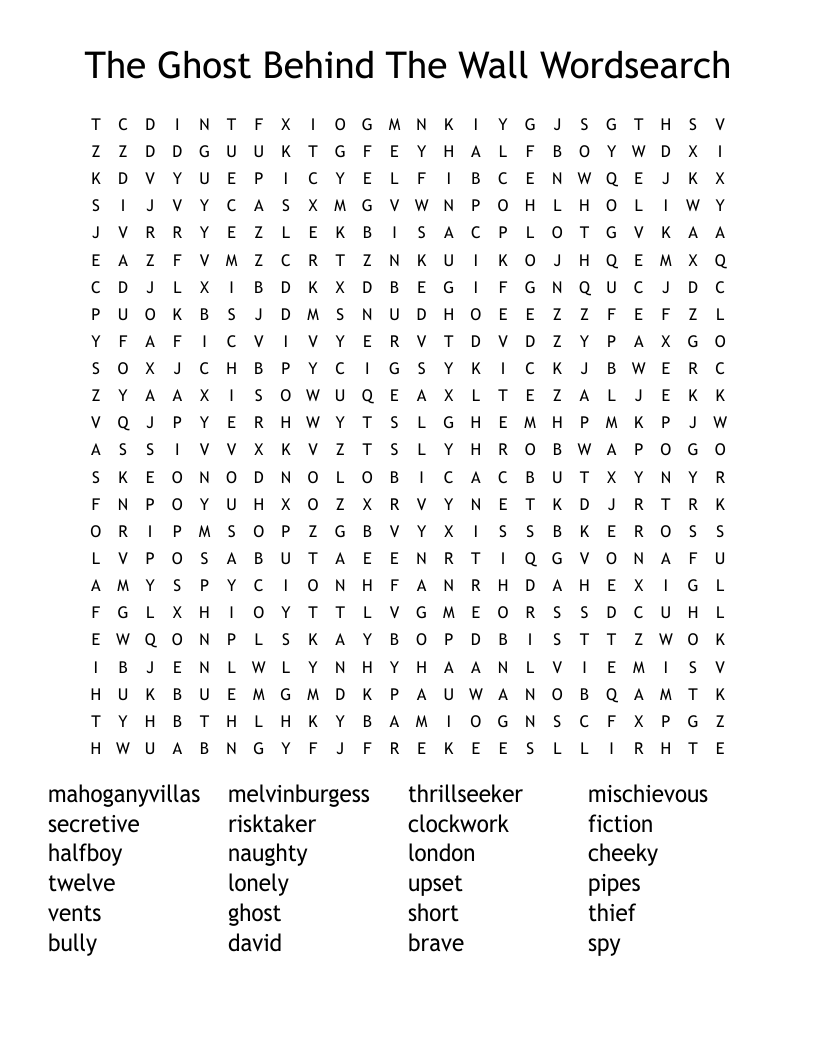 The Ghost Behind The Wall Wordsearch