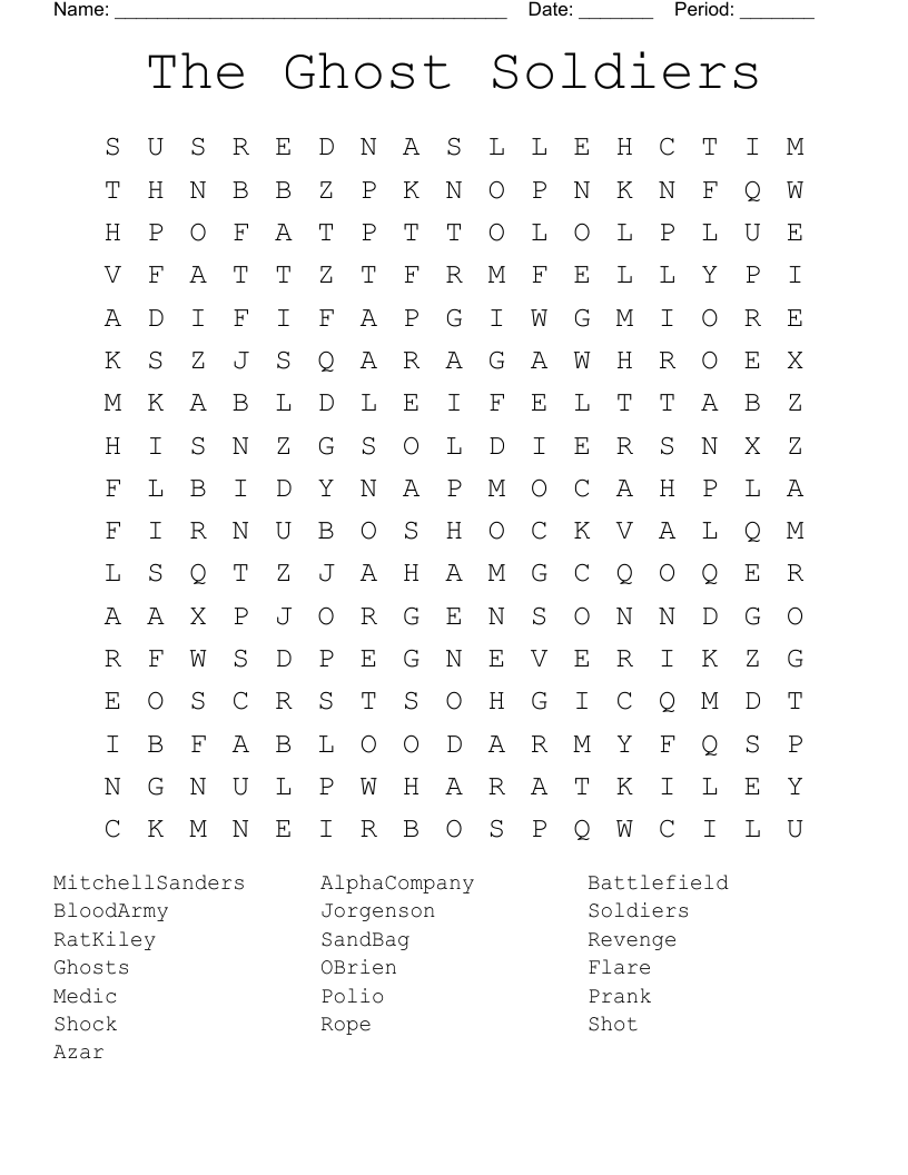 The Ghost Soldiers Word Search