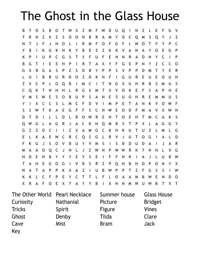 The Ghost in the Glass House Word Search