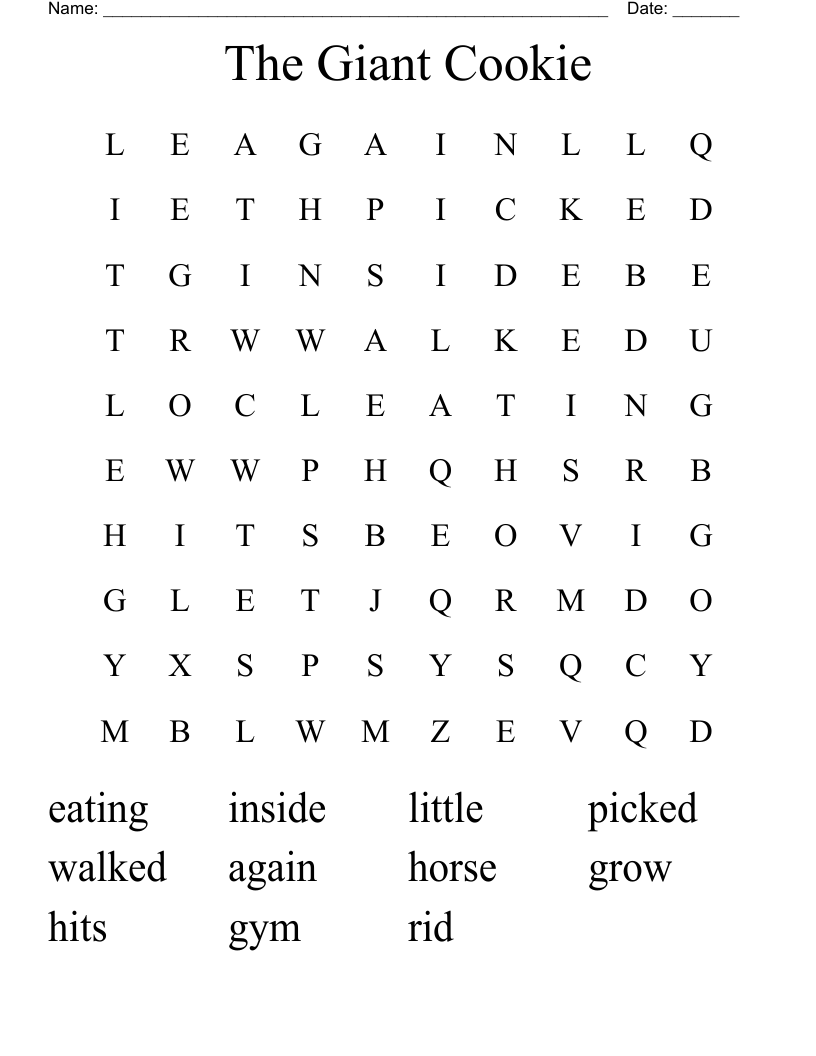 The Giant Cookie Word Search