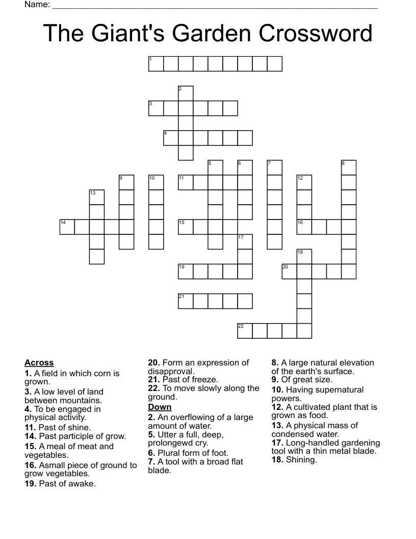 The Giant's Garden Crossword