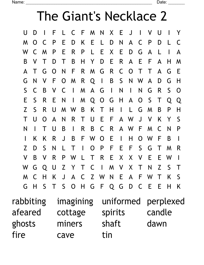 The Giant's Necklace 2 Word Search
