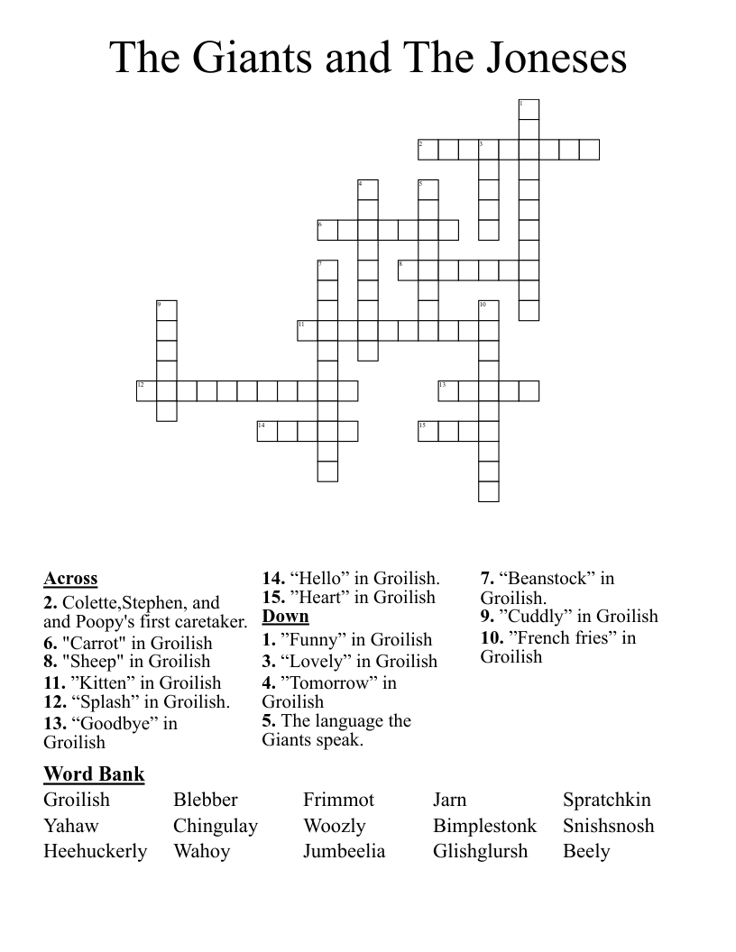 The Giants and The Joneses Crossword