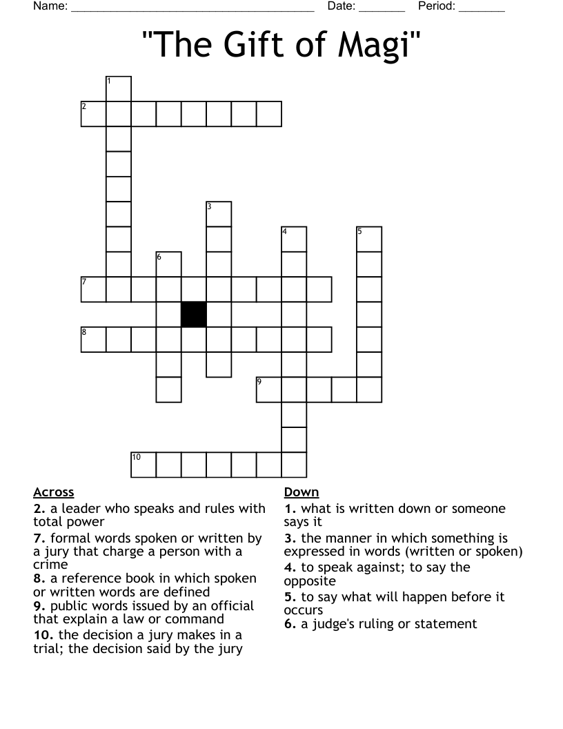 "The Gift of Magi" Crossword