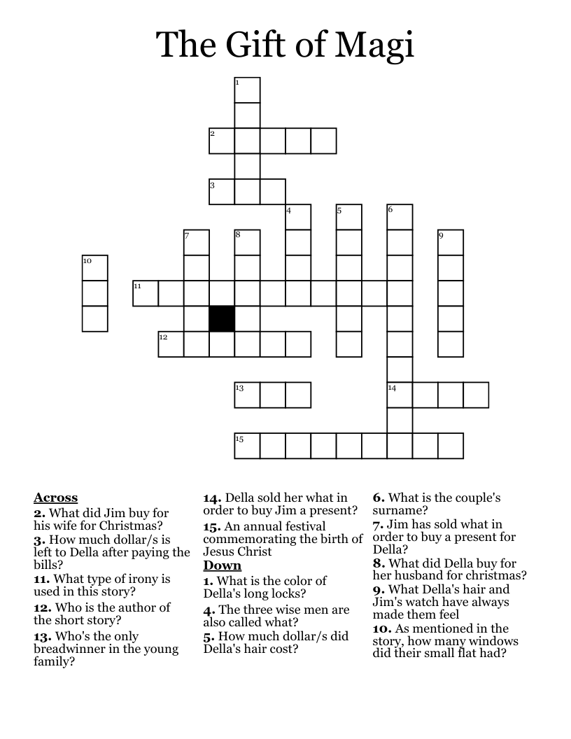 The Gift of Magi Crossword