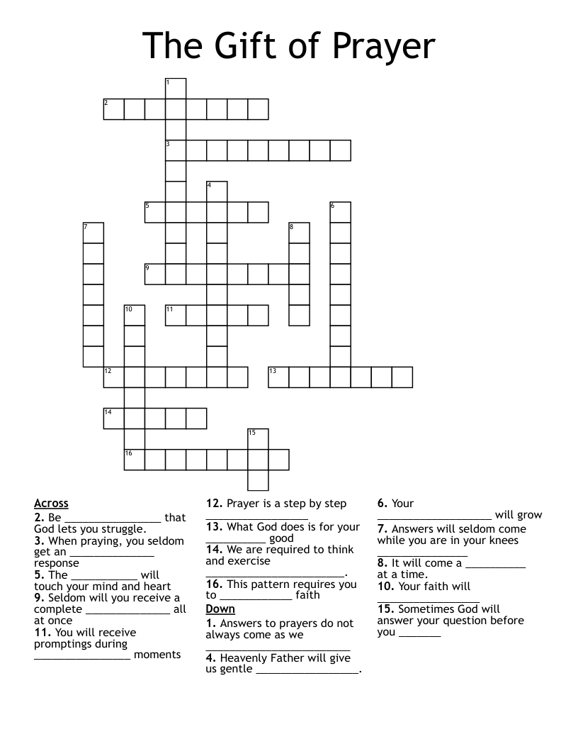 The Gift of Prayer Crossword