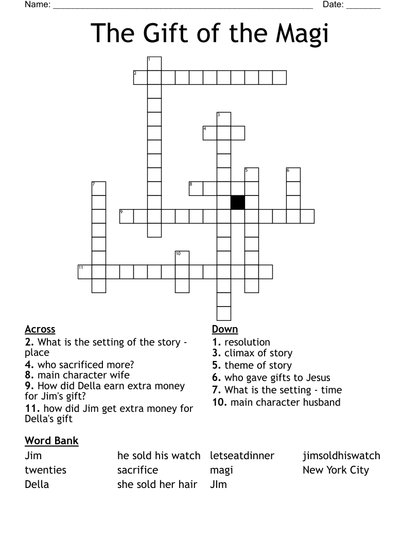 The Gift of the Magi Crossword