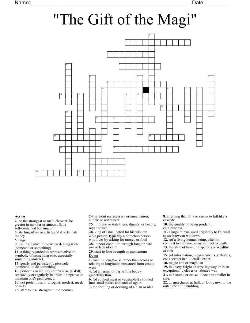 "The Gift of the Magi" Crossword