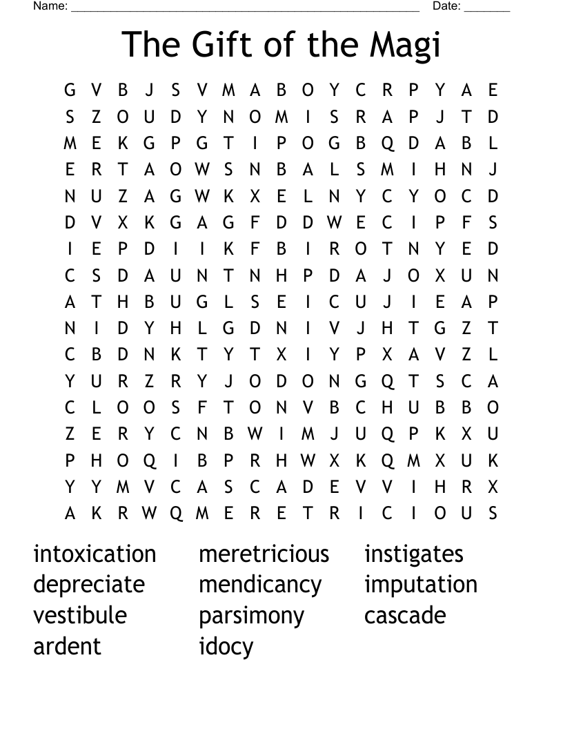 The Gift of the Magi Word Search